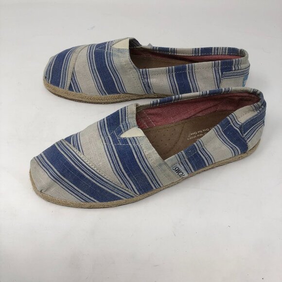 Toms navy umbrella Nautical stripe Alpargata flats - Picture 1 of 7